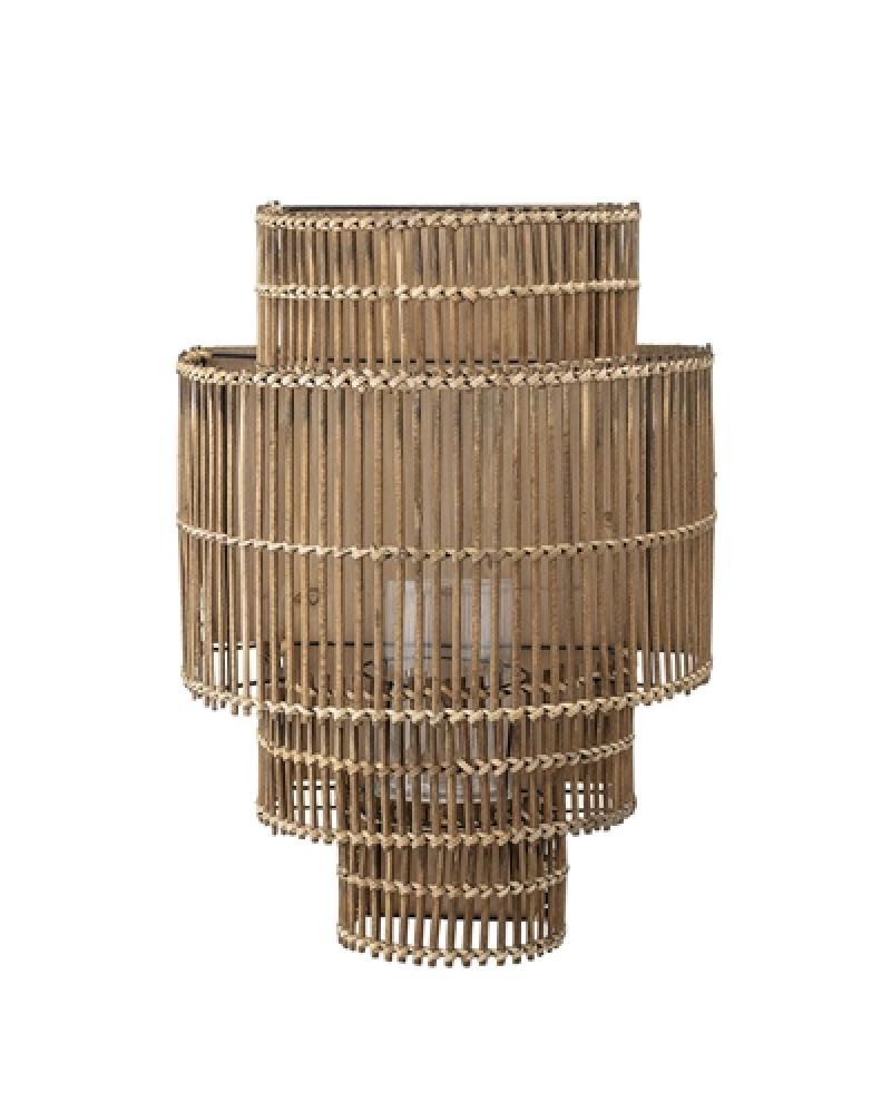 Wall Lantern w/glass, Nature, Bamboo