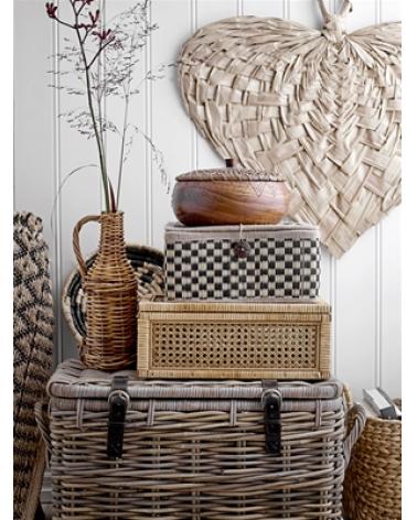 BASKET W/LID GREY RATTAN LOT