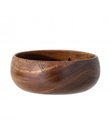 BOWL W/LID BROWN ACACIA